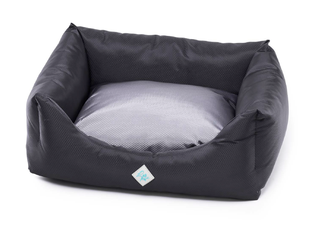 LEO PET CAMA RODI CON COJÍN DESMONTABLE PANAL NEGRO/GRIS 60X70 CM
