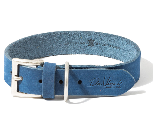 LEO PET FATTED LEATHER COLLAR 65x4 CM BLUE