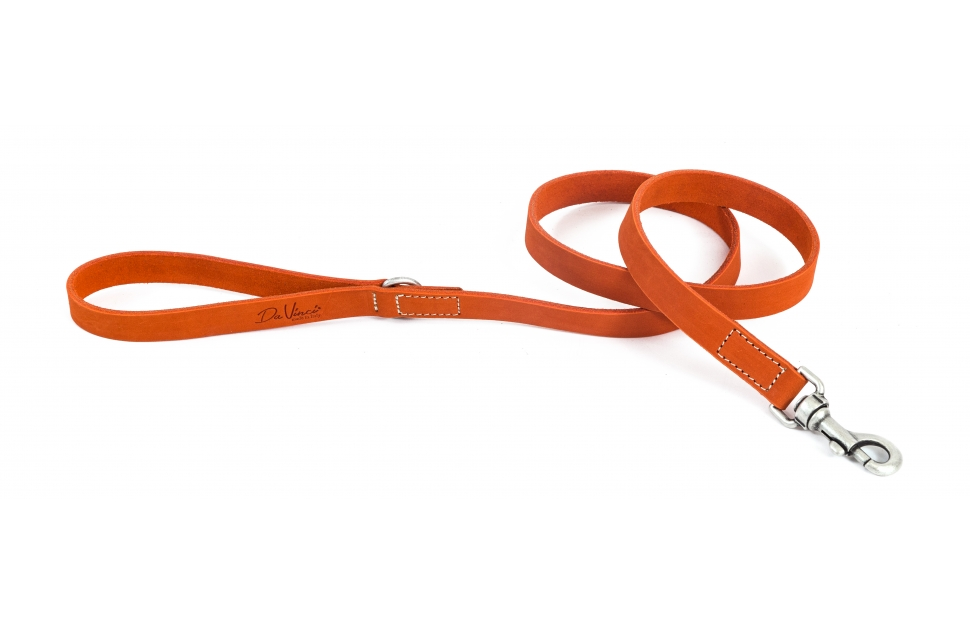 LEO PET FATTED LEATHER LEAD 120x2 CM ORANGE