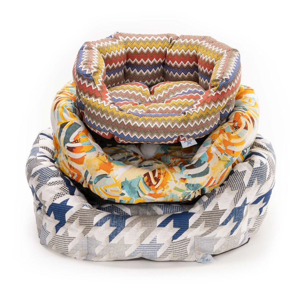 LEO PET CAMA SANTORINI 65X23H CM TELAS ESTAMPADAS MIXTAS