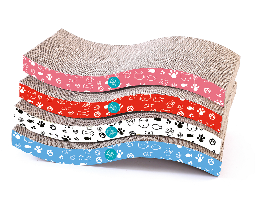 LEO PET RASCADOR GATO "ONDA" CARTÓN 43X22X7 CM (4 UND.)