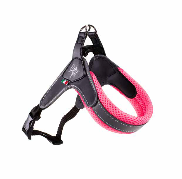 LEO PET ARNÉS AIRSOFT PVC/MALLA/POLIPOLIMETRICO TALLA 3,CM.40-50 ROSA FLUOR