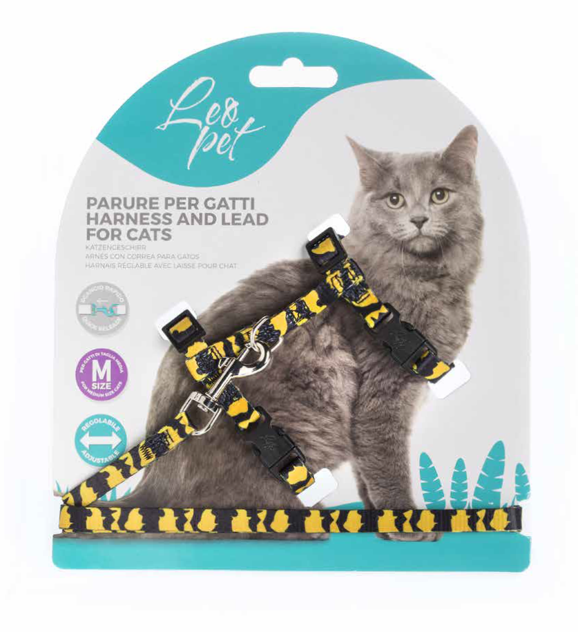 LEO PET ARNÉS MEDIANO PARA GATO ESTAMPADO ANIMAL