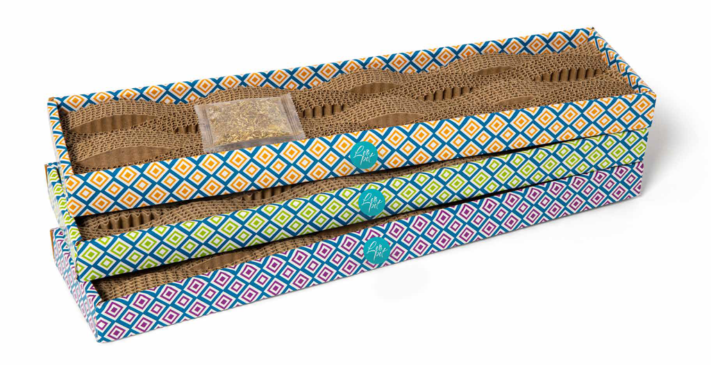 LEO PET RASCADOR GATO WAVES CARTÓN 46x12x4 CM (5 UND) Descuento 15% Hasta fin existencias.