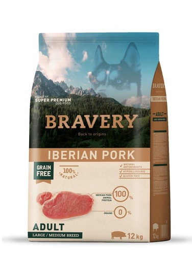 [04PE012000.0012.0036] BRAVERY DOG ADULT IBERIAN PORK MED-LARGE 12KG