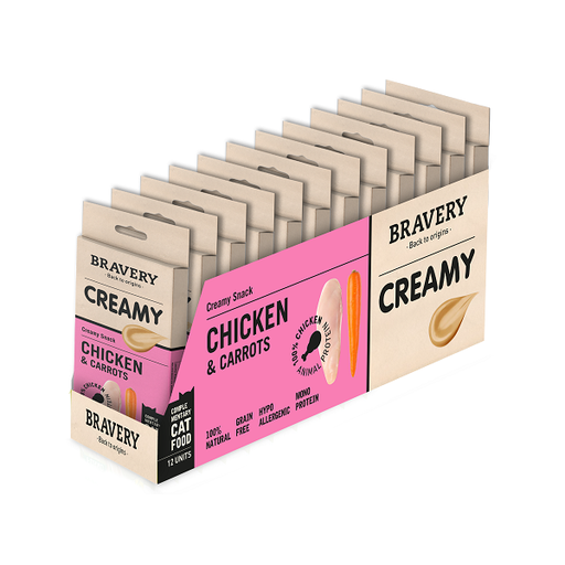 [30GA000056.0001.0288] BRAVERY CAT CREAMY CHICKEN & CARROT 56 GR (12 UND.)