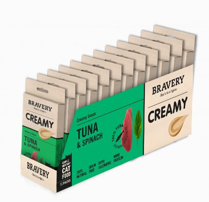 [30GA000056.0004.0288] BRAVERY CAT CREAMY TUNA & SPINACH 56 GR (12 UND.)