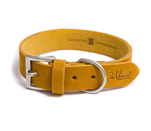 [DV30.1.45Y] LEO PET FATTED LEATHER COLLAR 45x2 CM YELLOW
