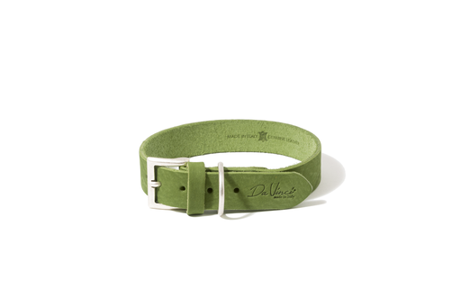 [DV30.3.60GR] LEO PET FATTED LEATHER COLLAR 60x4 CM GREEN
