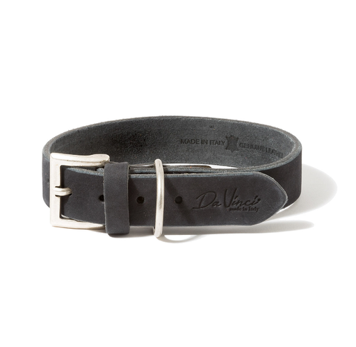 [DV30.3.65B] LEO PET FATTED LEATHER COLLAR 65x4 CM BLACK