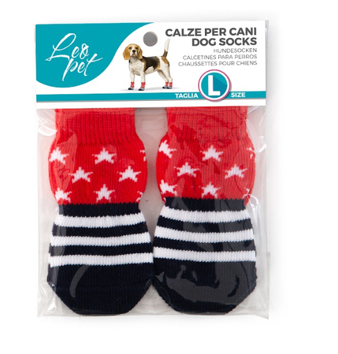 [PS008L] LEO PET CALCETINES PERRO STAR&STRIPS TALLA L PACK 2