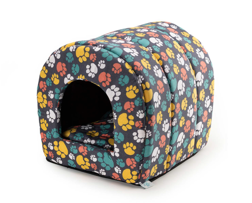 [VL1709000] LEO PET CAMA TUNEL ESPUMA "VULCANO" COJIN 35X50X36H CM TELAS MIXTAS