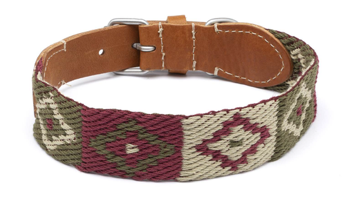 [DV37.55] LEO PET COLLAR DE CINTA ESTAMPADO ROMBOS BASE VERDE 55X3.5CM 