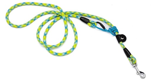 [SM23.2Y/GR] LEO PET CORREA DE CUERDA CON GANCHO CM 200 COLOR AMARILLO/VERDE