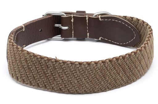 [DV38.45] LEO PET COLLAR DE CINTA COLOR LISO MARRÓN LAVADO 45X3.5CM 